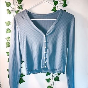 light blue longsleeve button up shirt